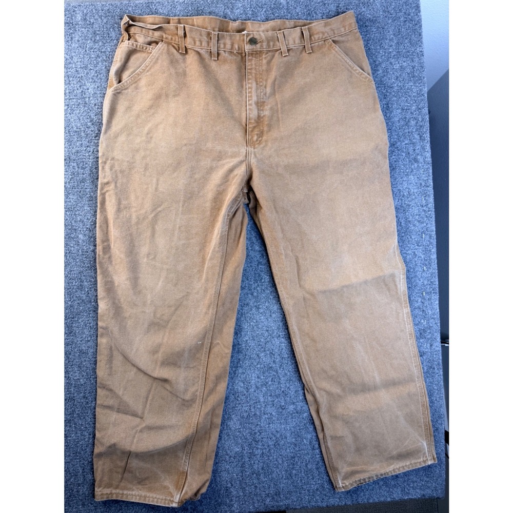 Vintage Carhartt USA Made Brown Duck Canvas Work Pants Mens 44x32 Faded Relaxed
